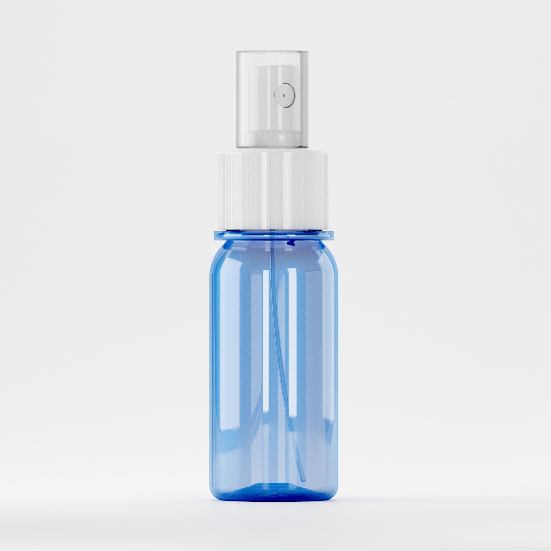 Flacon Pet 50ml, Albastru, Filet 28mm –  Cu Atomizor alb