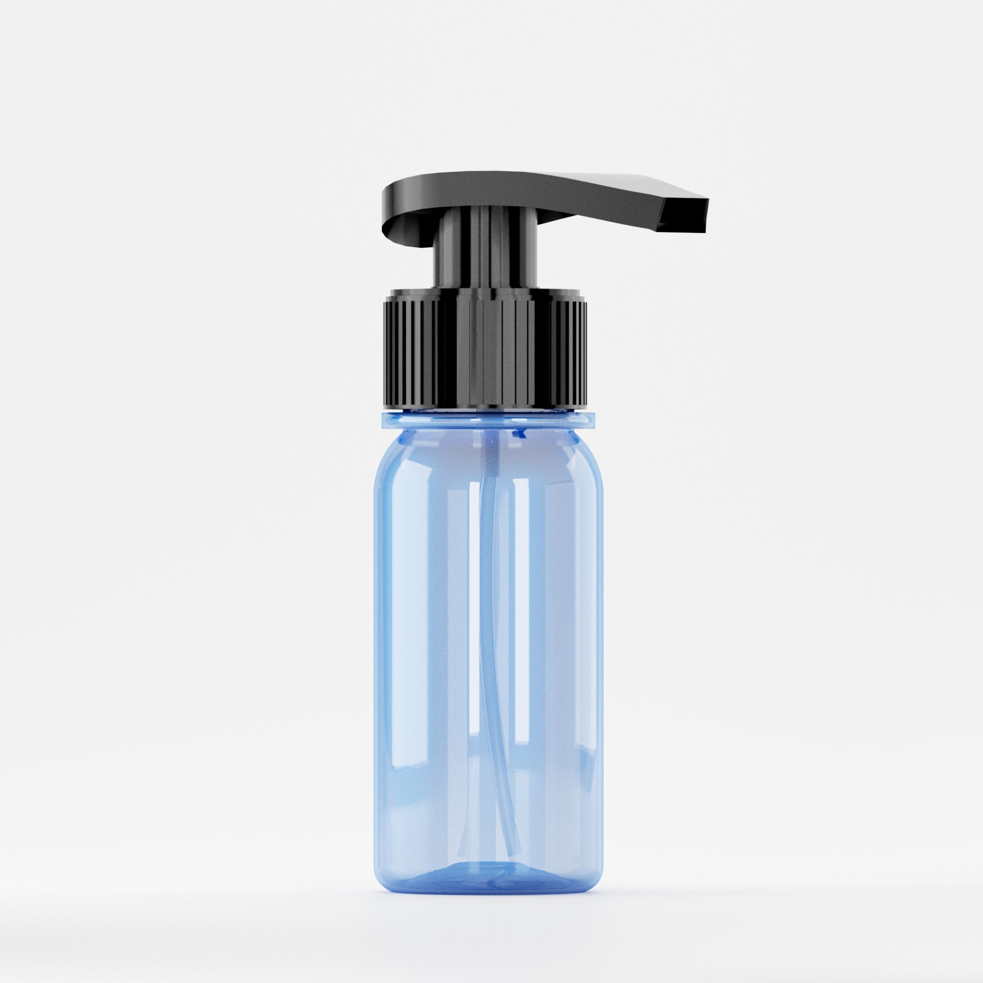 Flacon Pet 50ml, Albastru, FILET 28MM – PCO 1810 CU Pompită Neagră