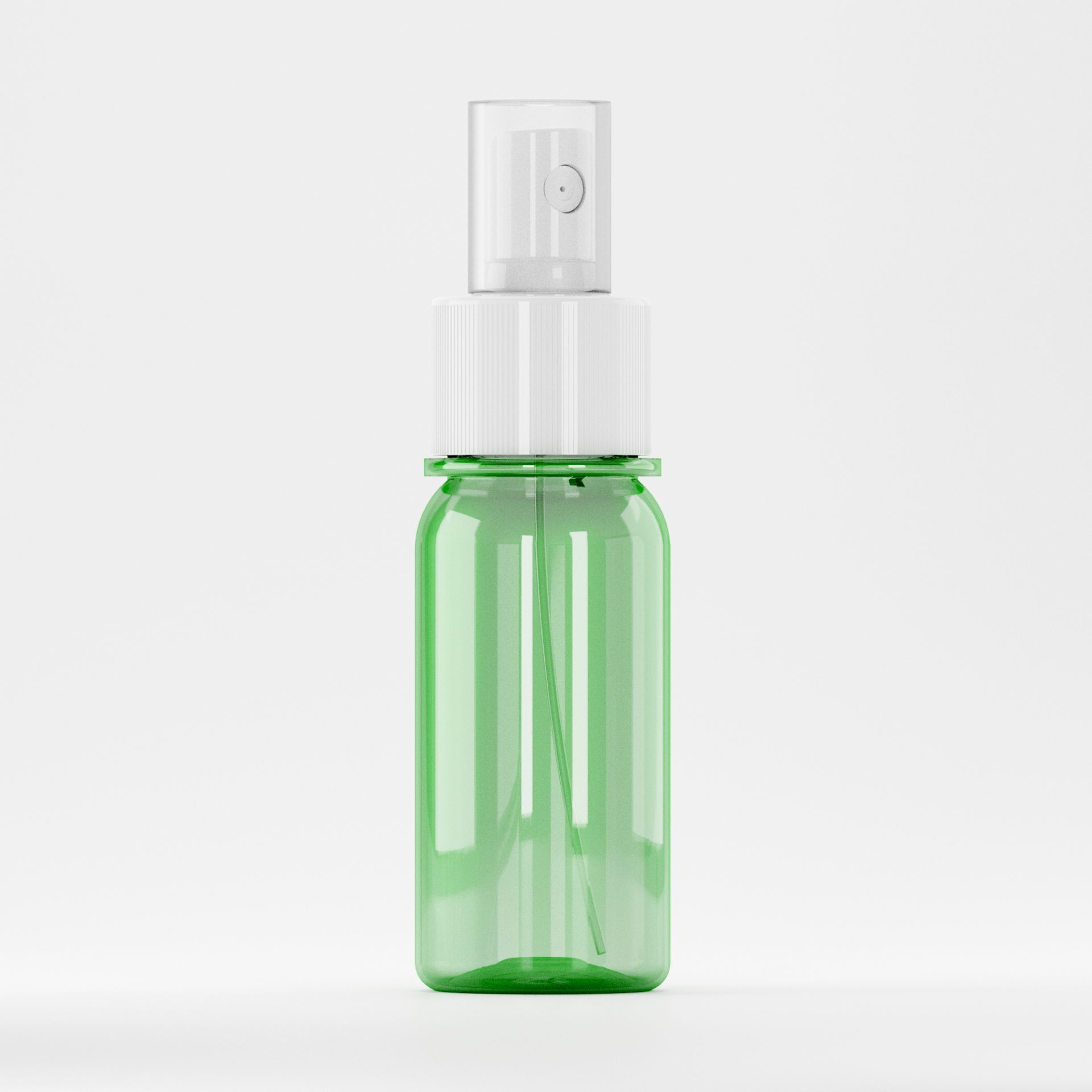 Flacon PET 50ml Verde – Filet 28mm - Cu Atomizor Alb