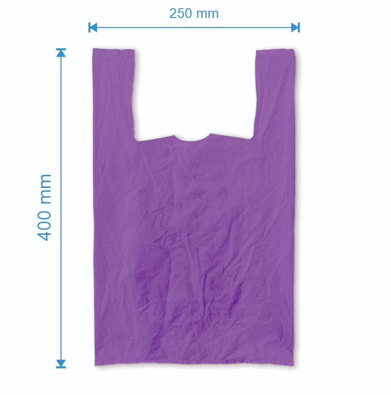 Sacosa maieu 250mm x 400mm - 50 microni grosime, cu pliuri de 60mm, reciclat, culoarea mov