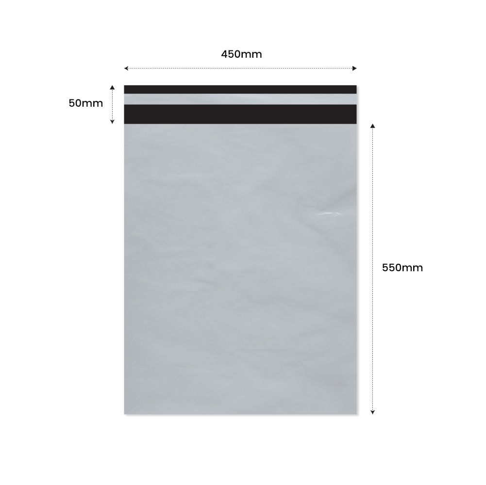 Plic Curier cu Adeziv 450X550mm + 50mm clapeta - LDPE alb + negru 