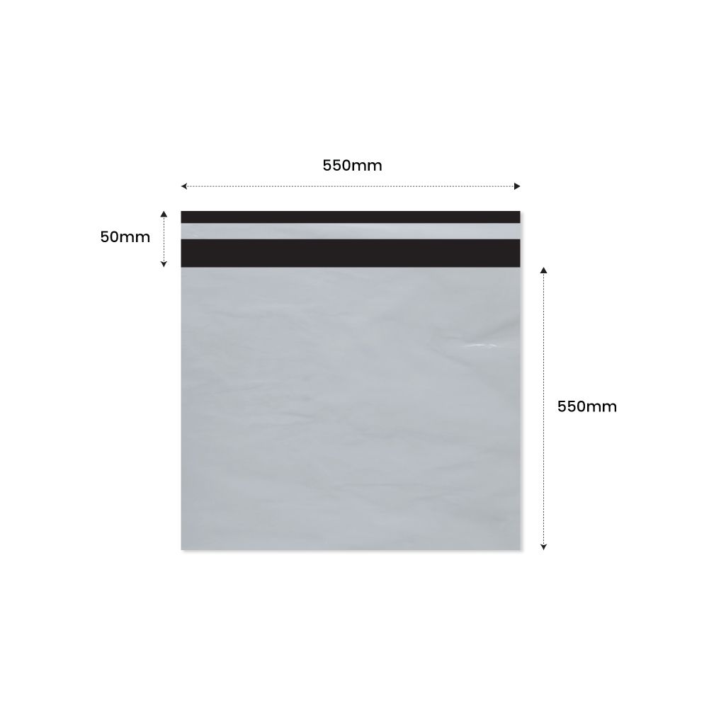 Plic Curier cu Adeziv 550X550mm + 50mm clapeta - LDPE alb + negru 