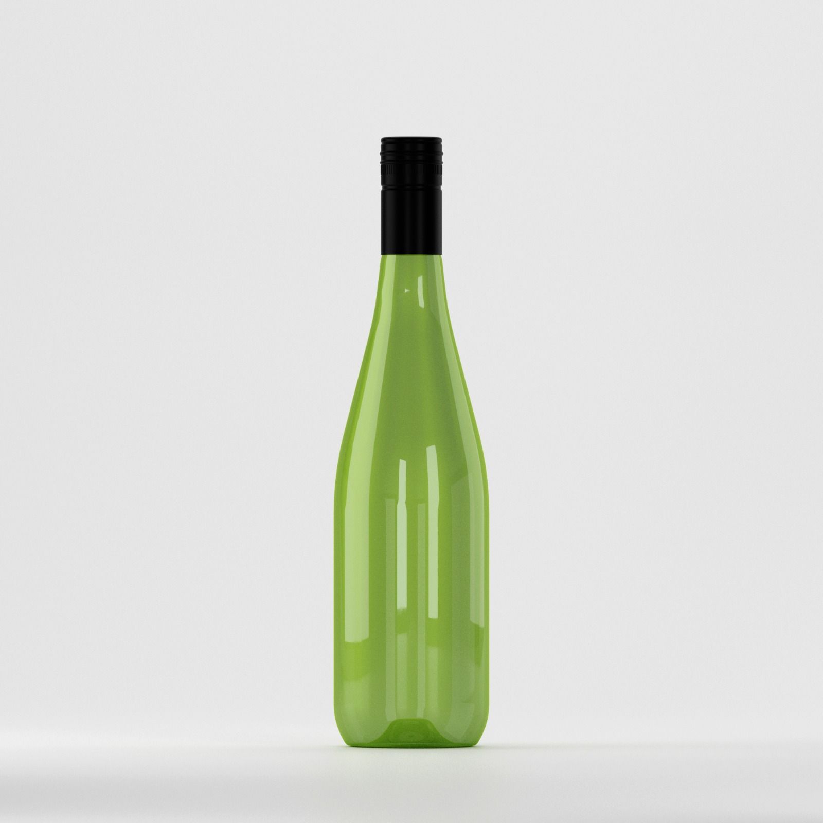 Flacon PET 750 ml verde cu gât lung – cu capac filetant negru