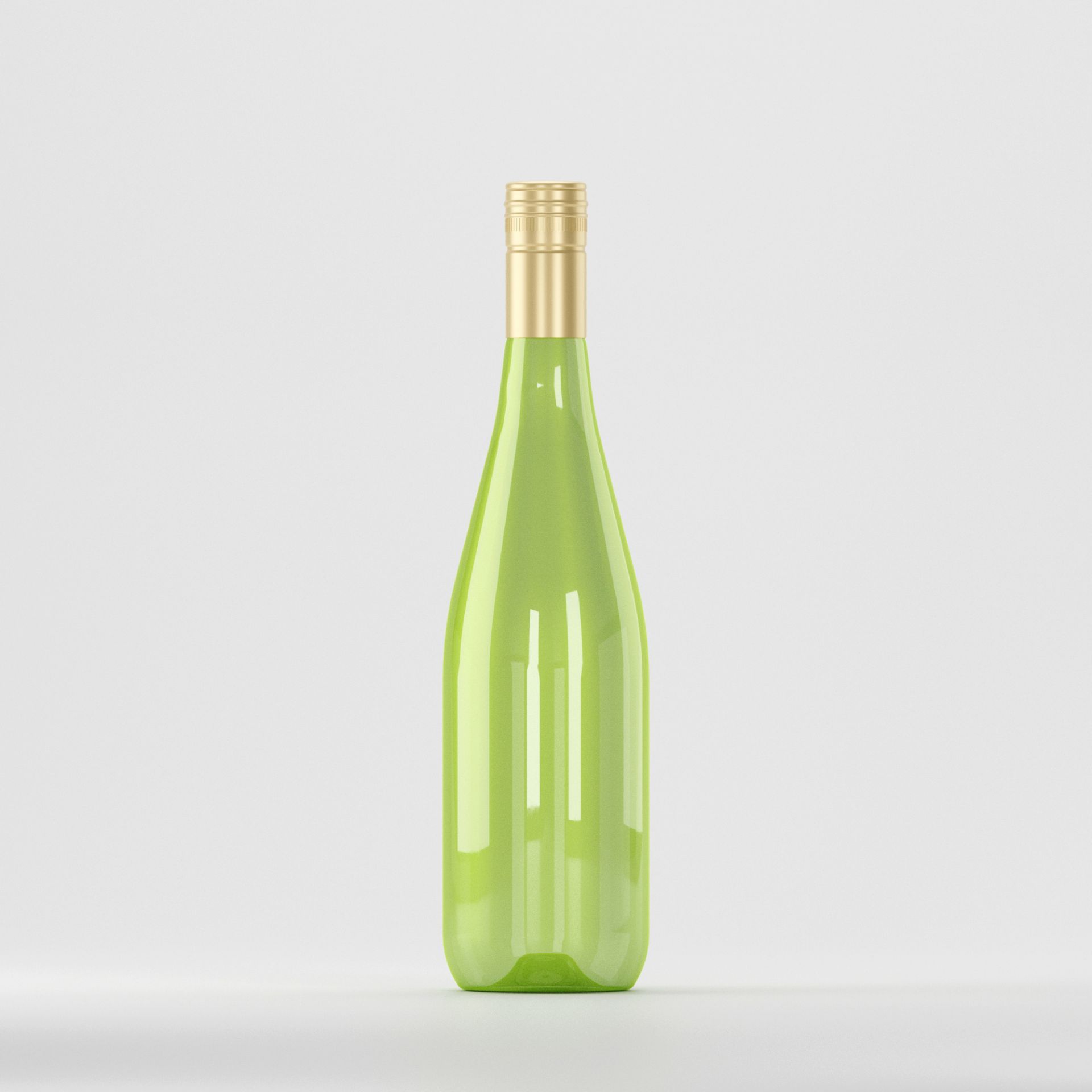 Flacon PET 750 ml verde cu gât lung – cu capac filetant auriu