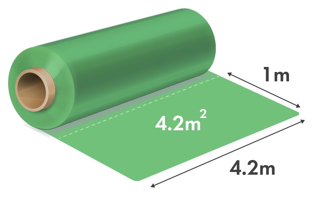 Folie de Construcții rLDPE (polietilena reciclata) Verde 4.2m x 120my – 1m Liniar = 4.2mp