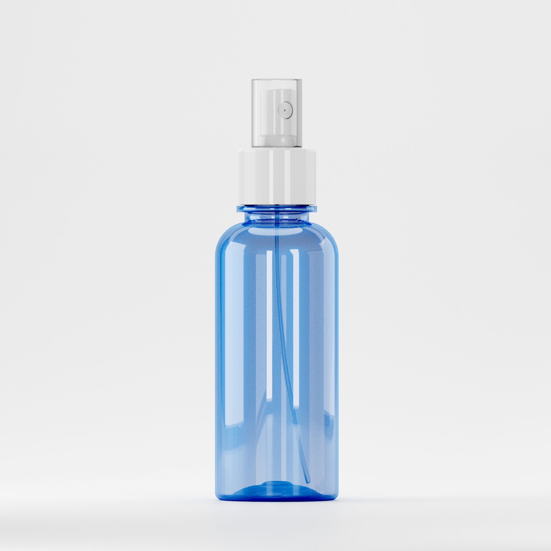 Flacon PET 200ml Albastru – Filet 28mm - Cu Atomizor Alb
