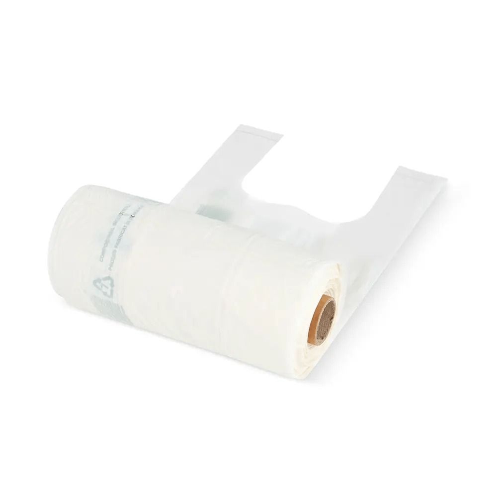 Sacoșe Bio tip maieu ambalate la rolă